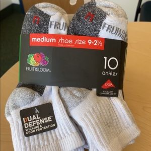 Fruit Of The Loom Boys Socks Durable Ankle Socks, 10 pack,Size Medium Shoe 9-2.5